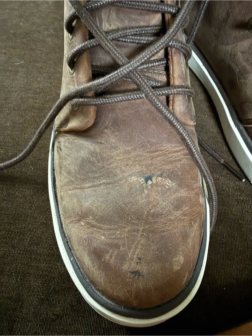 OluKai Men's Brown Leather Chukka Boots with Tan Accent